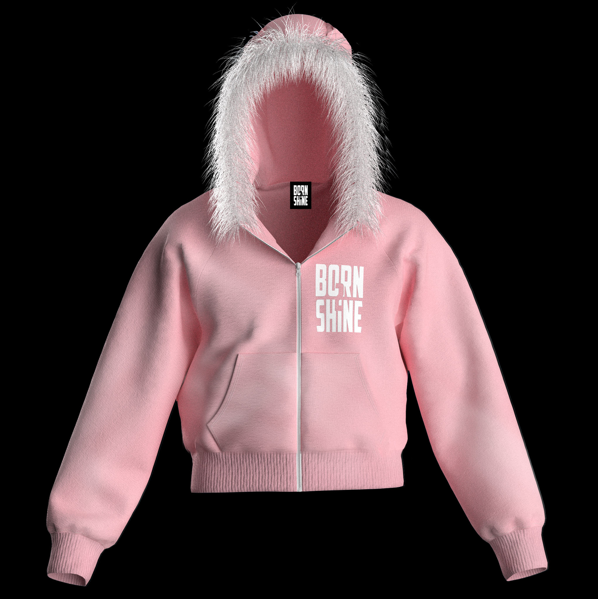 WOMAN COTTON FUR HOODIE - PINK