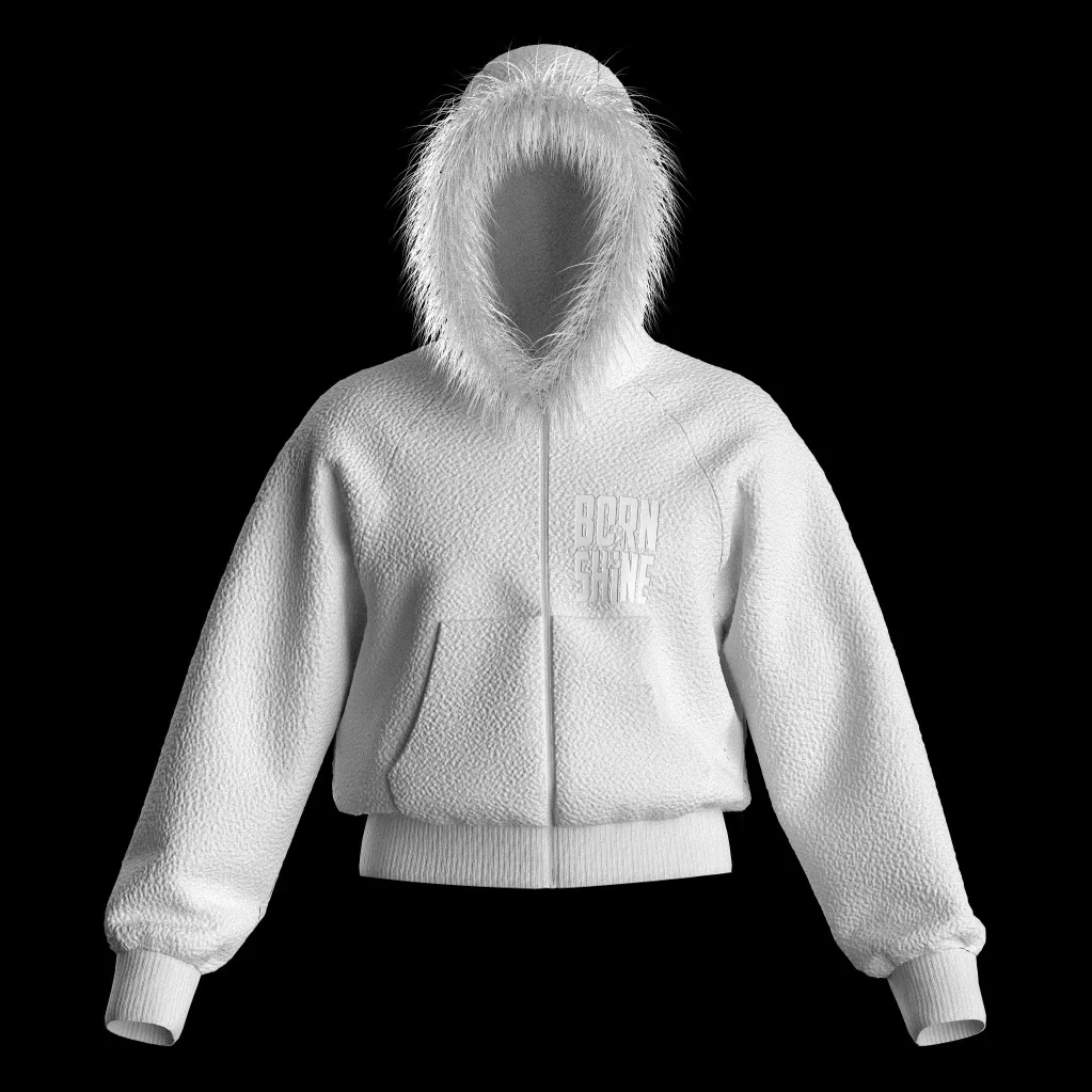 WOMAN FUR HOODIE - WHITE